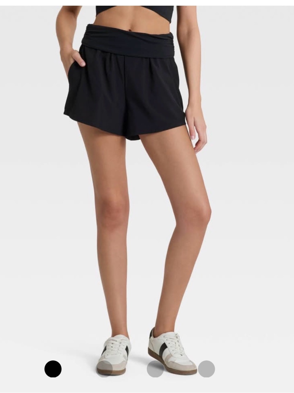 JoyLab Women's Mid-Rise 3" Inseam Foldover Waistband Woven Shorts, Black XXS